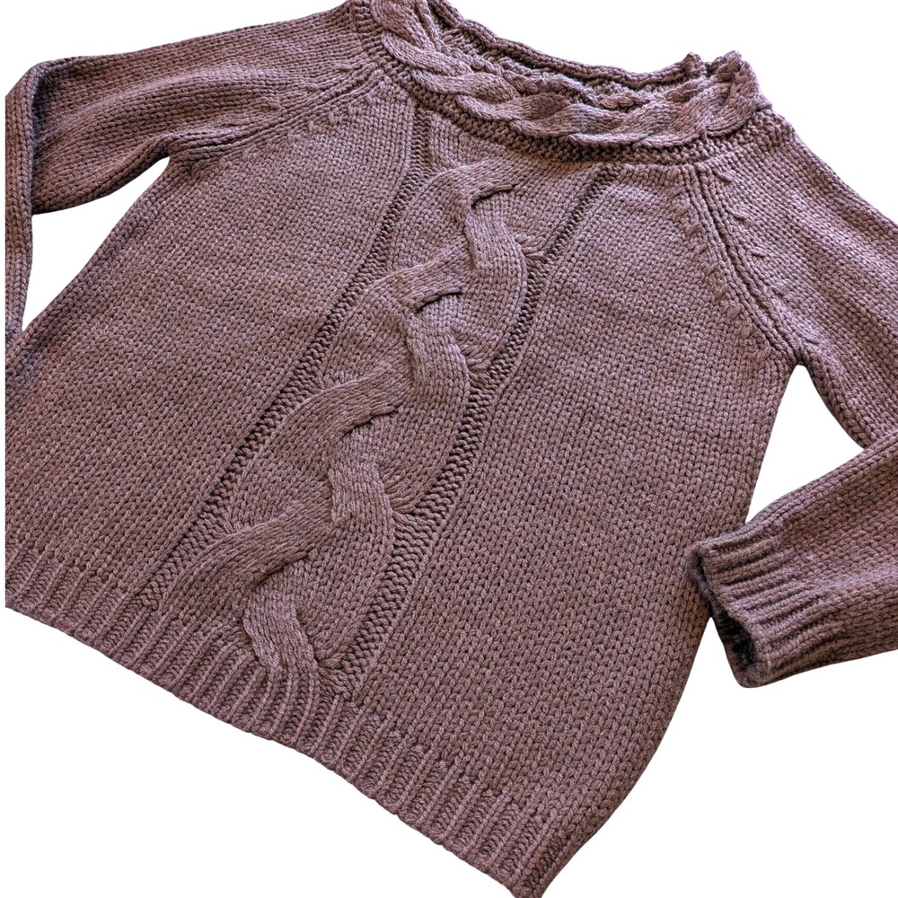 Altar'd State Cable‎ Knit Chunky knit Pullover Sweater Braided Collar - Size M - Picture 2 of 6
